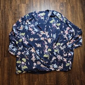 Terra & Sky Floral Navy Blouse